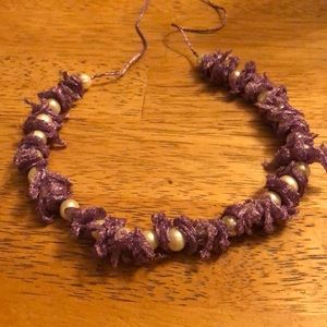 Pearl with purple lace Necklace